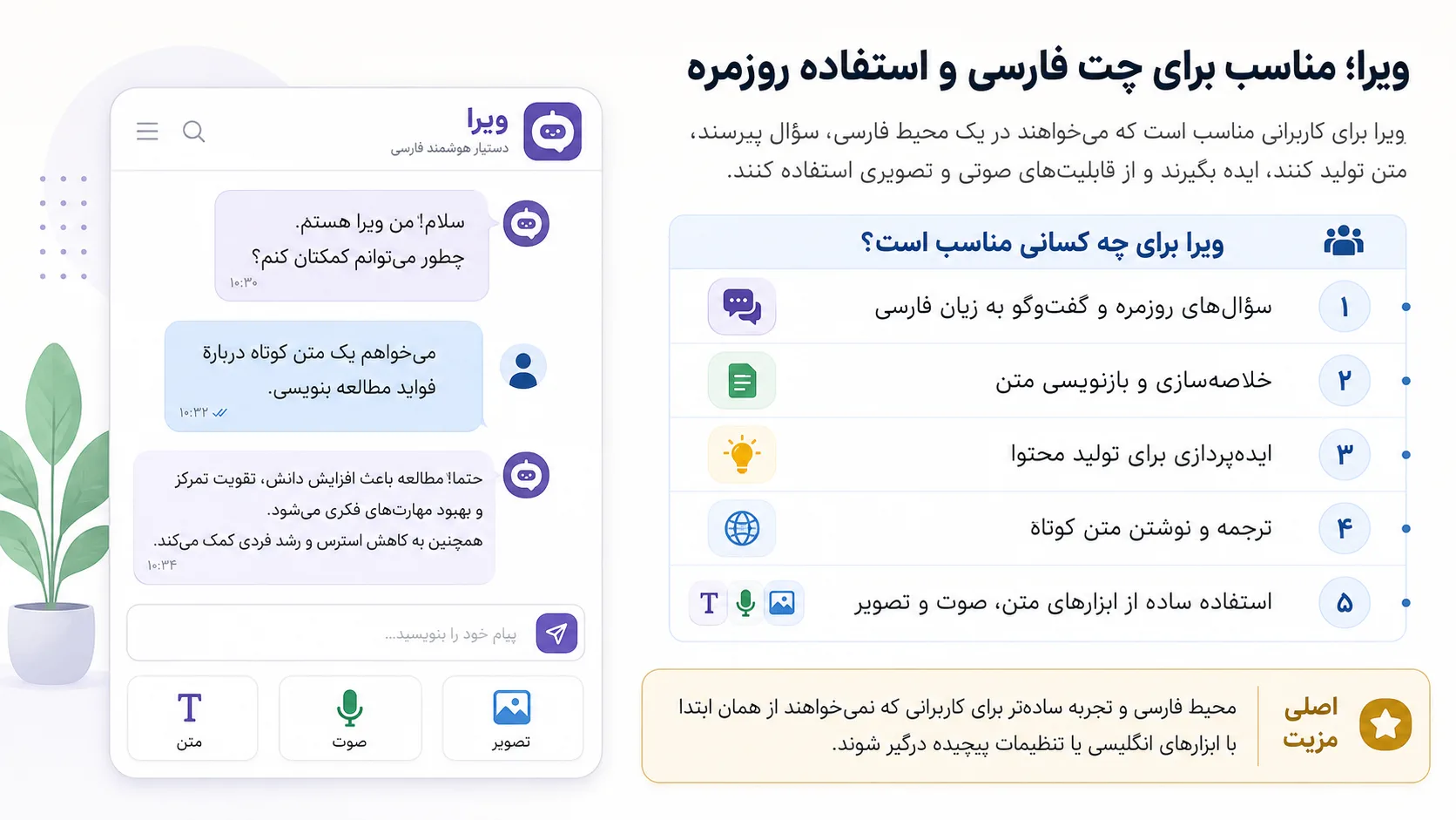 هوش مصنوعی ویرا - هوش مصنوعی فارسی رایگان 